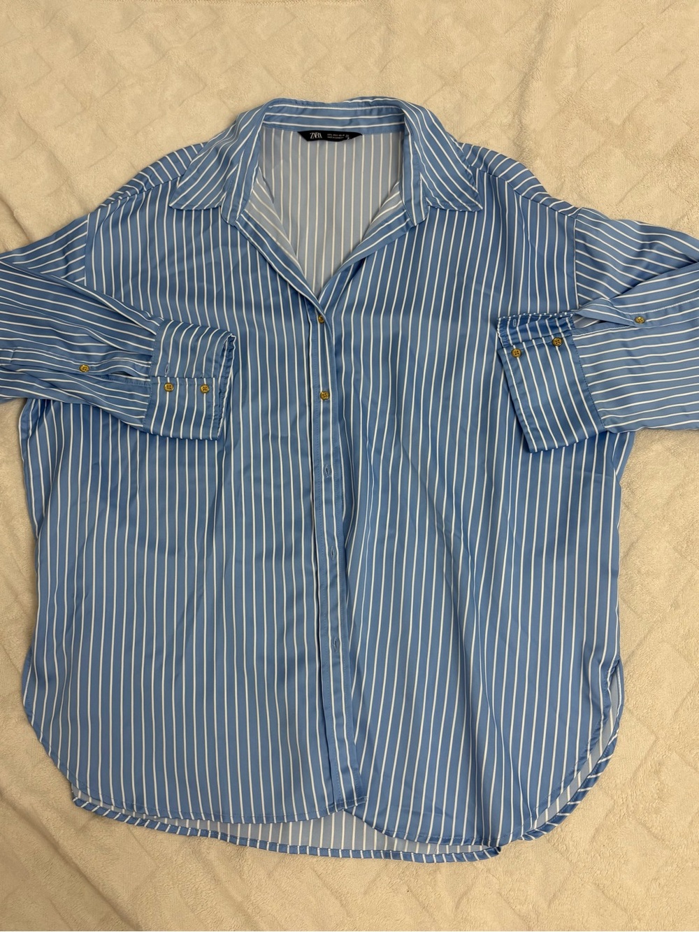 Zara Blue Striped Button-Up Shirt